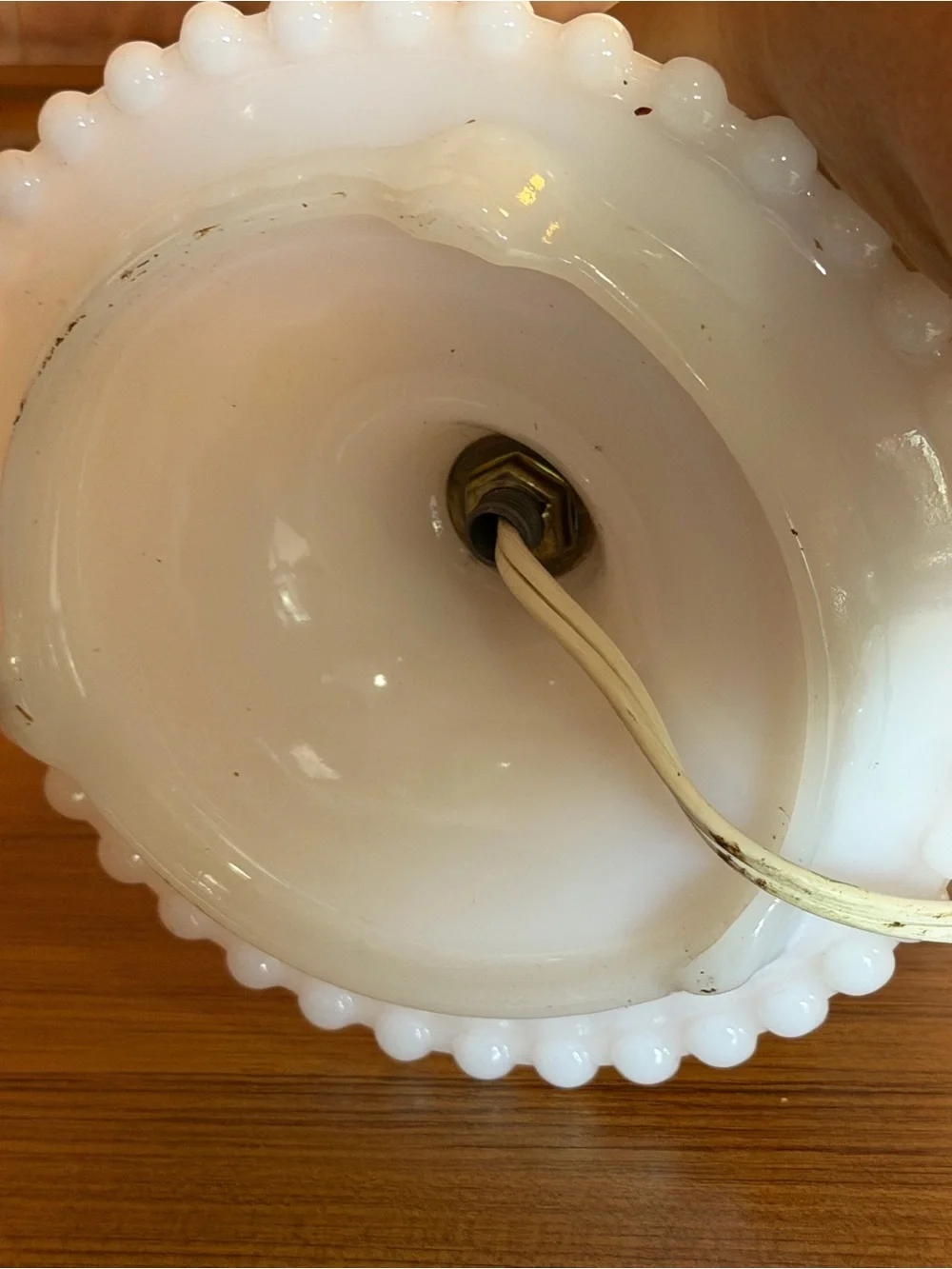 Vintage 1950s Milk Glass Nursery Lamp Circus Clown Giraffe Hobnail Base WORKS